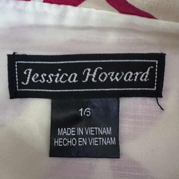 Jessica Howard Sleeveless Cotton Blend Dress – Pink Geometric Print, Size 16 - Picture 4 of 7